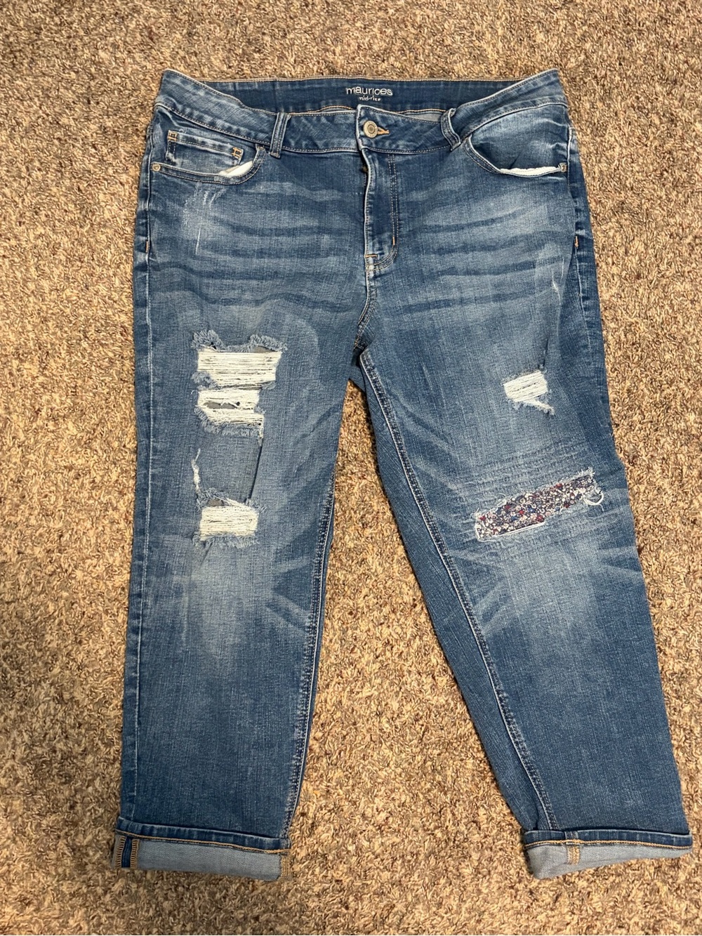 Maurices Medium Blue Distressed Capri